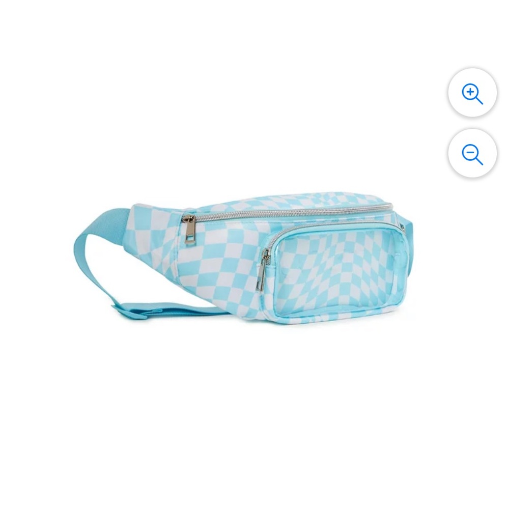 No Boundaries Women's Hands-Free Fanny Pack Aqua Spa Checker Print
